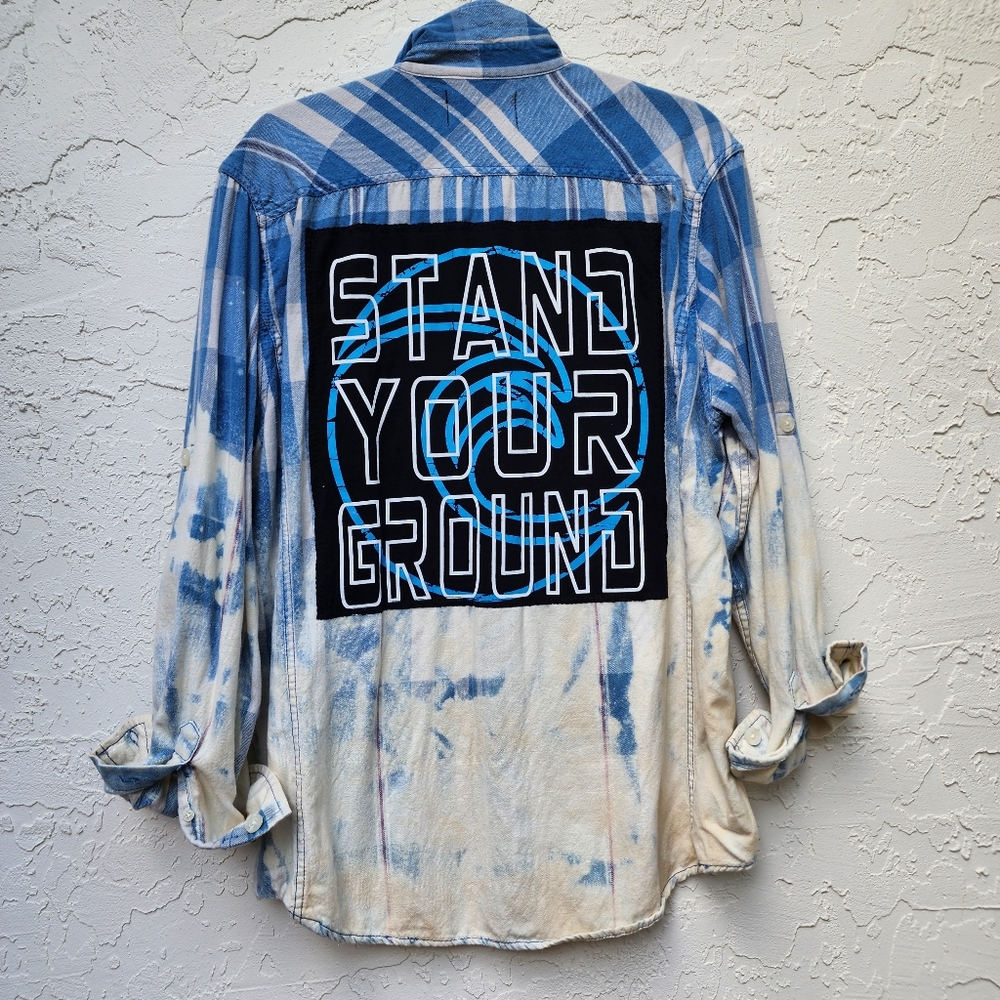 Designer Button Down Shirt Duster Cover-up Scull Floral Flannel Upcycled